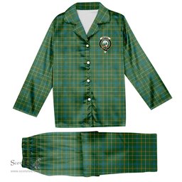 ScotsTee Shop Scottish Kennedy Irish Modern Crest Tartan Pajama Satin Velvet Flannel Pajama Set