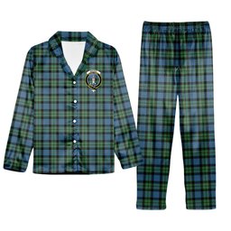 ScotsTee Shop Scottish MacKay Ancient Crest Tartan Pajama Satin Velvet Flannel Pajama Set