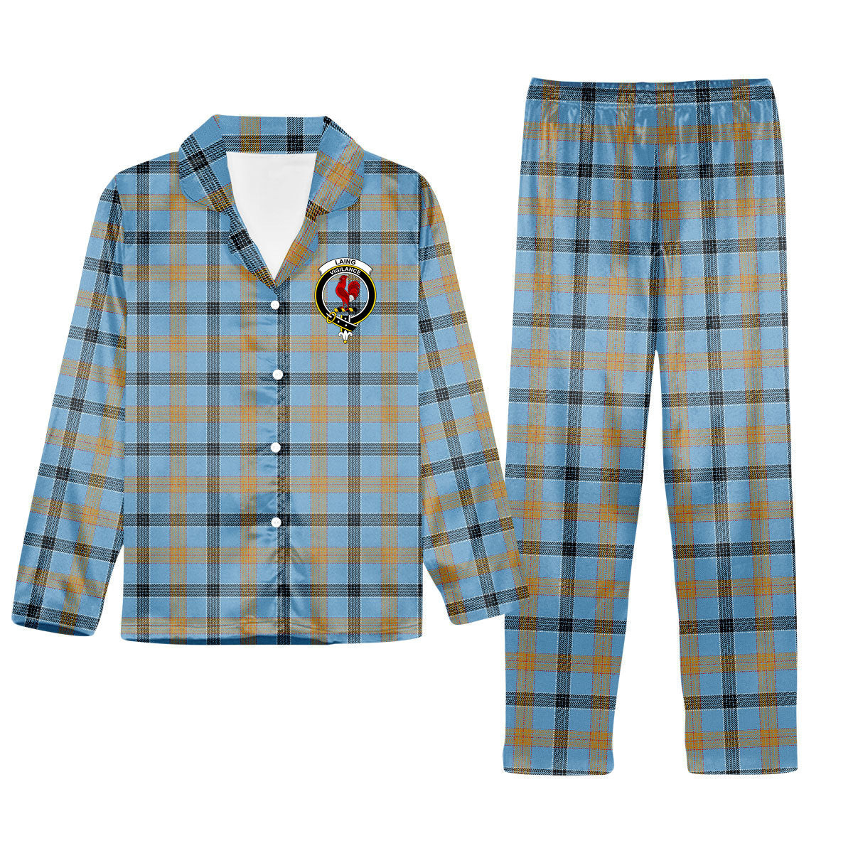 ScotsTee Shop Scottish Laing Ancient Crest Tartan Pajama Satin Velvet Flannel Pajama Set