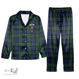 ScotsTee Shop Scottish MacKay 1819 Crest Tartan Pajama Satin Velvet Flannel Pajama Set