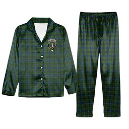 ScotsTee Shop Scottish MacKendrick Modern Crest Tartan Pajama Satin Velvet Flannel Pajama Set