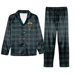 ScotsTee Shop Scottish Leslie Hunting Modern Crest Tartan Pajama Satin Velvet Flannel Pajama Set