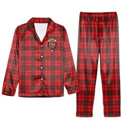 ScotsTee Shop Scottish MacDougall Modern Crest Tartan Pajama Satin Velvet Flannel Pajama Set