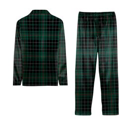 ScotsTee Shop Scottish MacAuley Hunting Modern Crest Tartan Pajama Satin Velvet Flannel Pajama Set