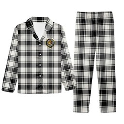 ScotsTee Shop Scottish MacFie Black & White Ancient Crest Tartan Pajama Satin Velvet Flannel Pajama Set