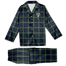 ScotsTee Shop Scottish Lamont Modern Crest Tartan Pajama Satin Velvet Flannel Pajama Set