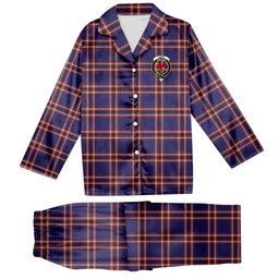 ScotsTee Shop Scottish Laing of Archiestown Crest Tartan Pajama Satin Velvet Flannel Pajama Set