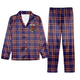 ScotsTee Shop Scottish Laing of Archiestown Crest Tartan Pajama Satin Velvet Flannel Pajama Set