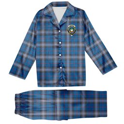 ScotsTee Shop Scottish Kinnaird Ancient Crest Tartan Pajama Satin Velvet Flannel Pajama Set