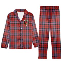 ScotsTee Shop Scottish Kelly of Sleat Red Ancient Crest Tartan Pajama Satin Velvet Flannel Pajama Set
