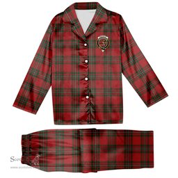 ScotsTee Shop Scottish MacAulay of Ardincaple Crest Tartan Pajama Satin Velvet Flannel Pajama Set