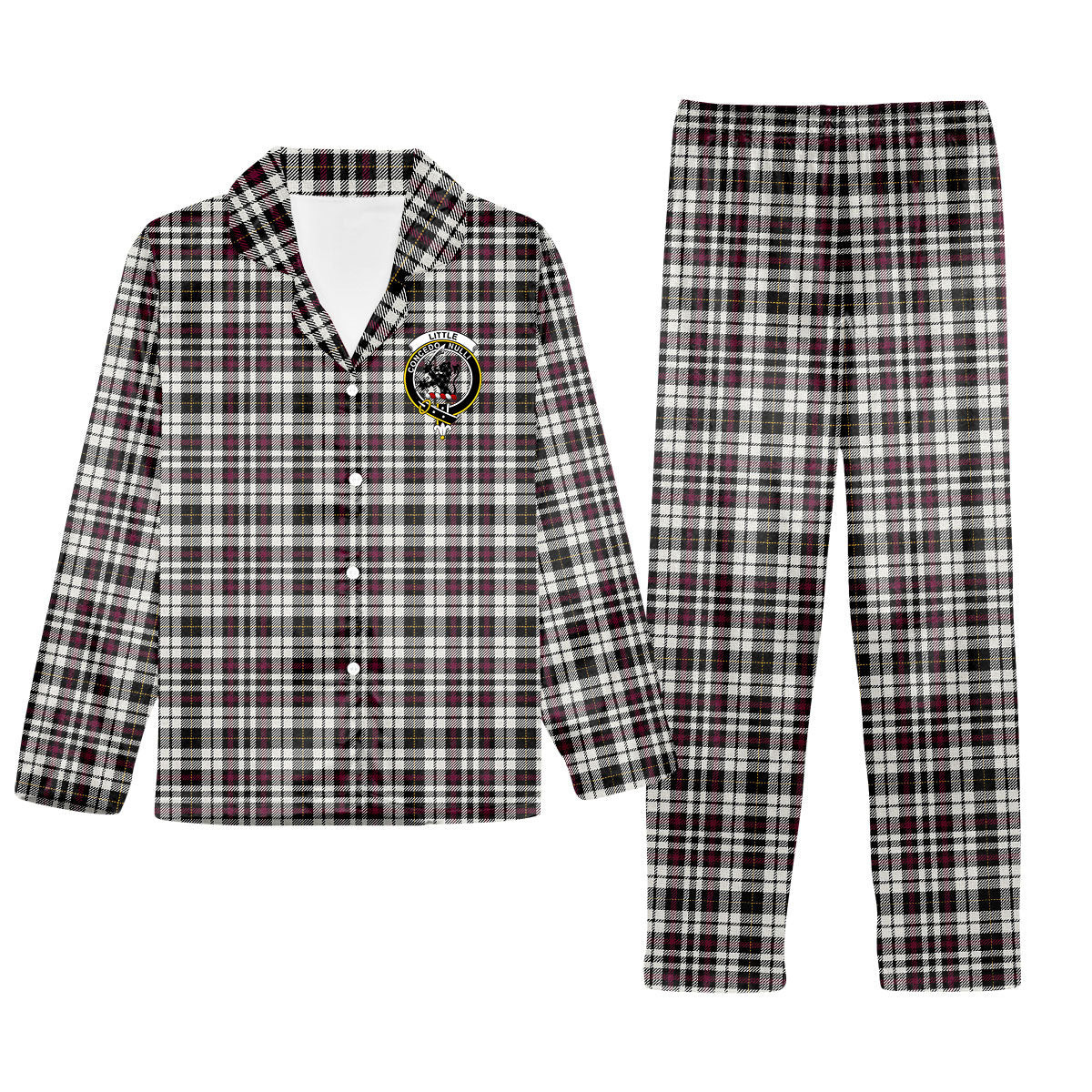 ScotsTee Shop Scottish Little Arisaid Modern Crest Tartan Pajama Satin Velvet Flannel Pajama Set