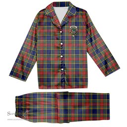 ScotsTee Shop Scottish MacBeth Modern Crest Tartan Pajama Satin Velvet Flannel Pajama Set