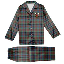 ScotsTee Shop Scottish MacDuff Hunting Ancient SC Crest Tartan Pajama Satin Velvet Flannel Pajama Set