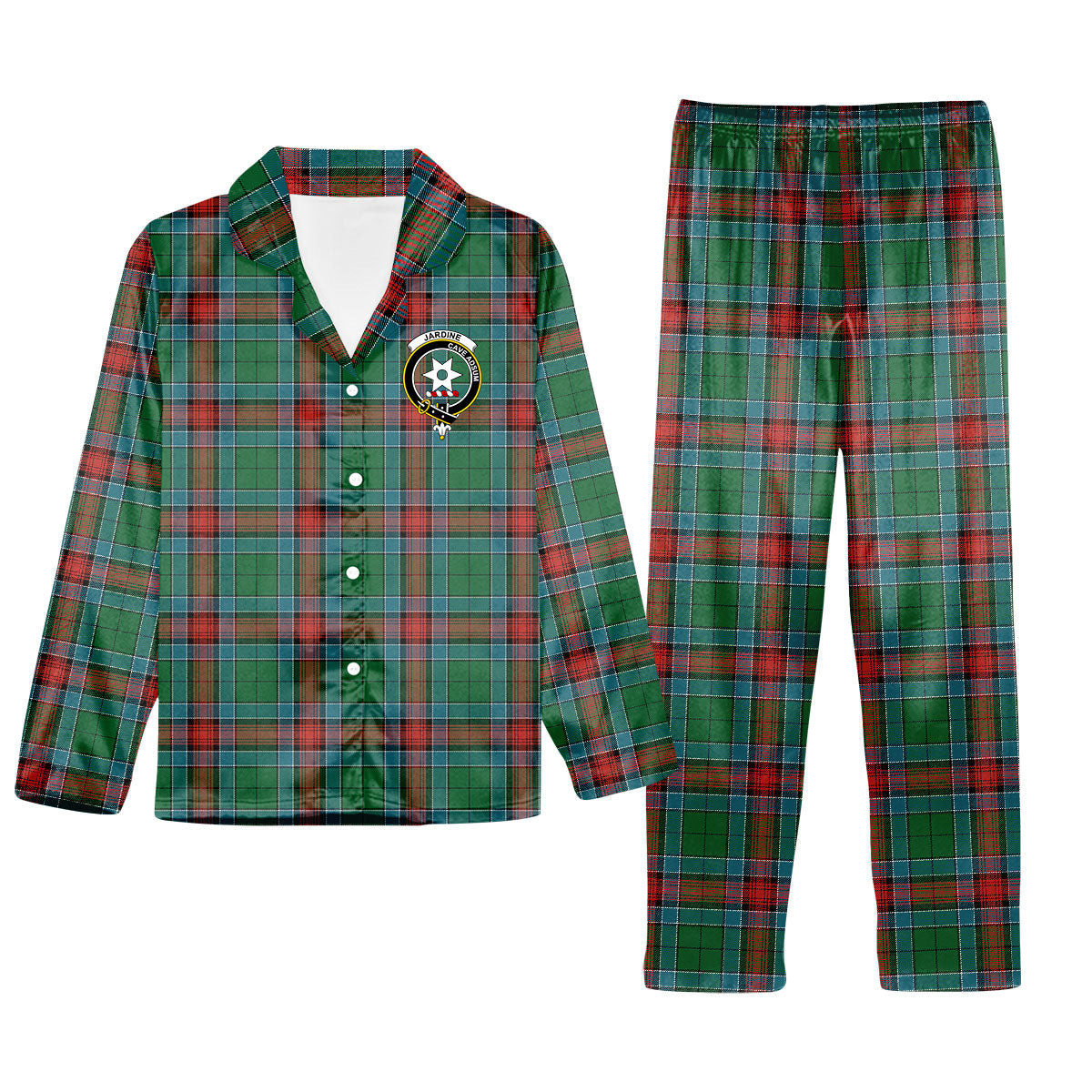 ScotsTee Shop Scottish Jardine Dress Ancient Crest Tartan Pajama Satin Velvet Flannel Pajama Set
