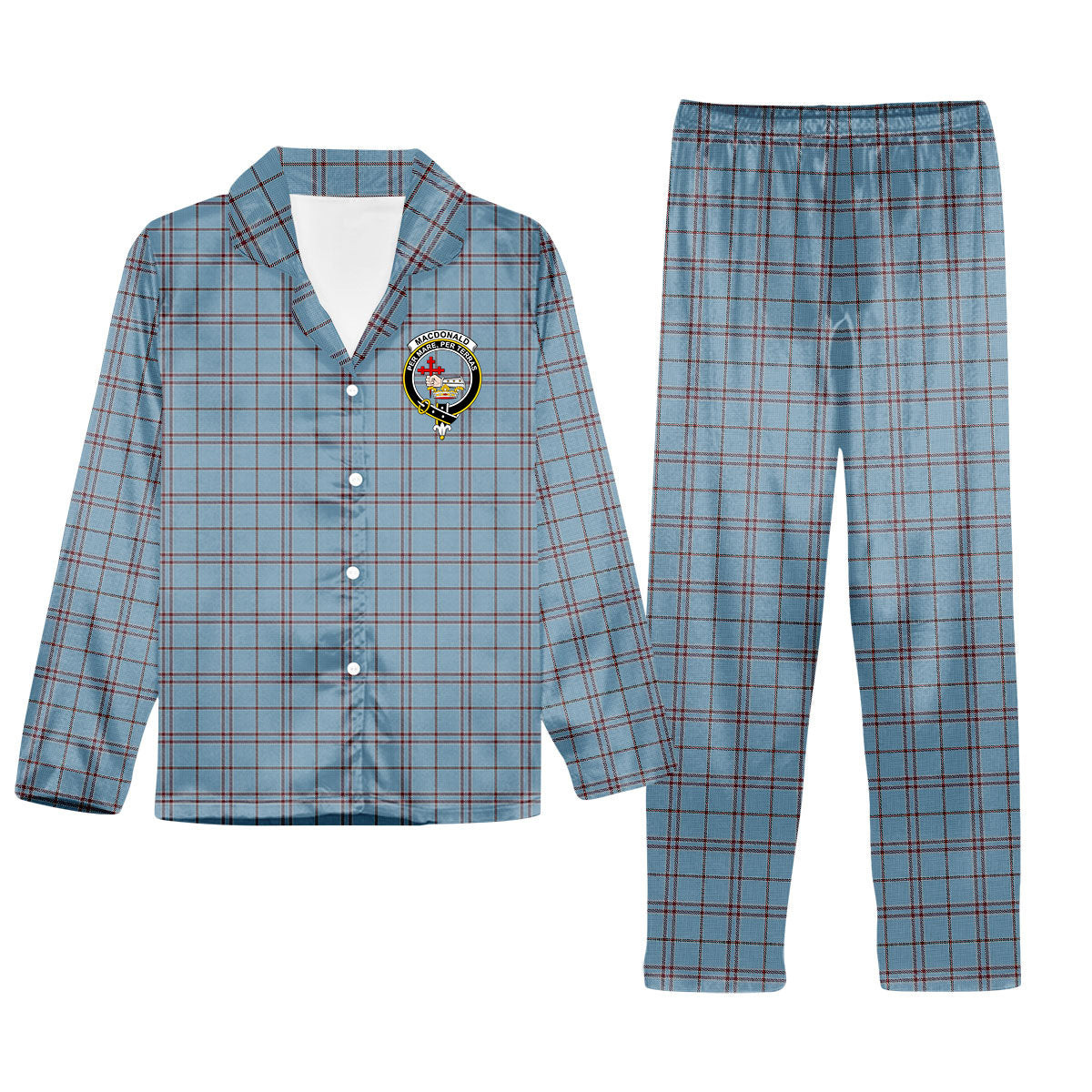 ScotsTee Shop Scottish MacDonald from Rawtenstall Crest Tartan Pajama Satin Velvet Flannel Pajama Set