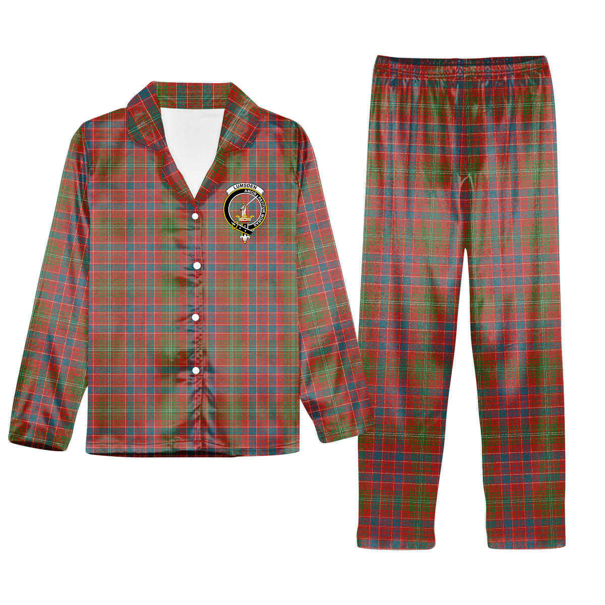 ScotsTee Shop Scottish Lumsden Ancient Crest Tartan Pajama Satin Velvet Flannel Pajama Set