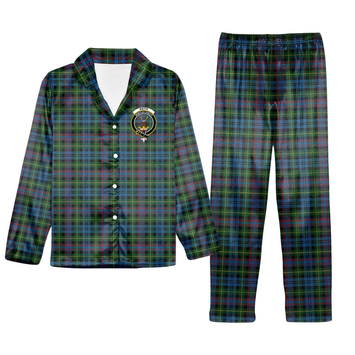 ScotsTee Shop Scottish Keith 1 Crest Tartan Pajama Satin Velvet Flannel Pajama Set