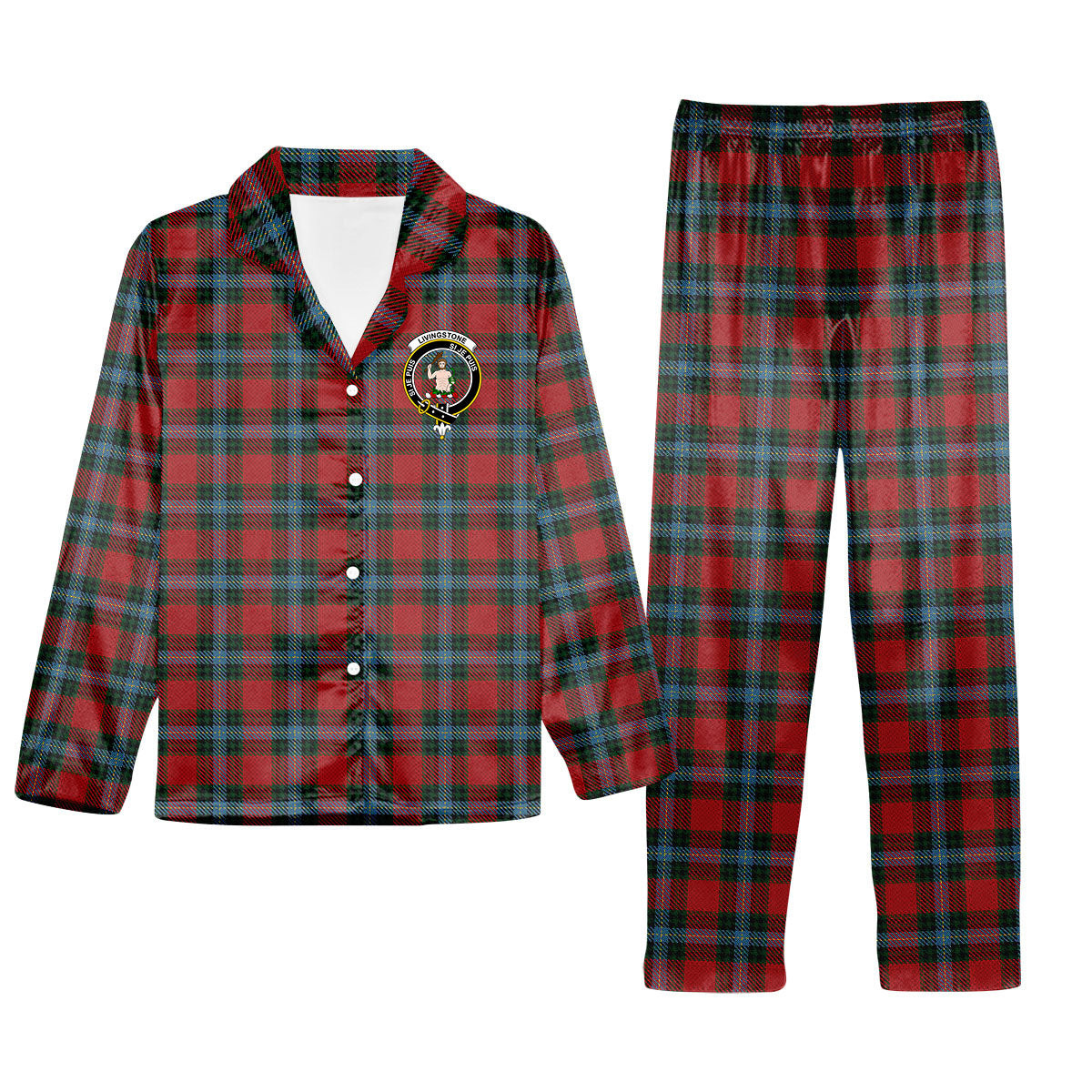 ScotsTee Shop Scottish Livingstone MacLay MacLeay Crest Tartan Pajama Satin Velvet Flannel Pajama Set