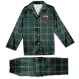 ScotsTee Shop Scottish Kelly of Sleat Hunting Crest Tartan Pajama Satin Velvet Flannel Pajama Set
