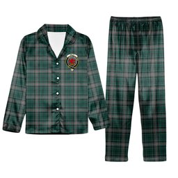 ScotsTee Shop Scottish Kelly of Sleat Hunting Crest Tartan Pajama Satin Velvet Flannel Pajama Set