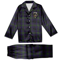 ScotsTee Shop Scottish Lumsden Hunting Crest Tartan Pajama Satin Velvet Flannel Pajama Set