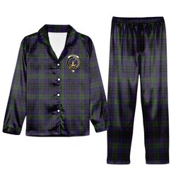 ScotsTee Shop Scottish Lumsden Hunting Crest Tartan Pajama Satin Velvet Flannel Pajama Set