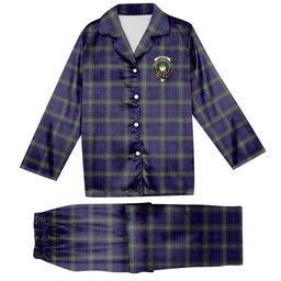 ScotsTee Shop Scottish Kinnaird Crest Tartan Pajama Satin Velvet Flannel Pajama Set