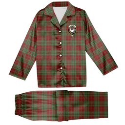 ScotsTee Shop Scottish Leask Crest Tartan Pajama Satin Velvet Flannel Pajama Set