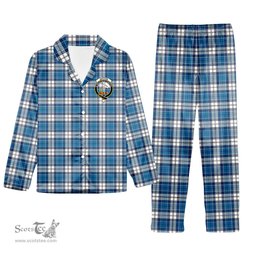 ScotsTee Shop Scottish Hutton SC Crest Tartan Pajama Satin Velvet Flannel Pajama Set