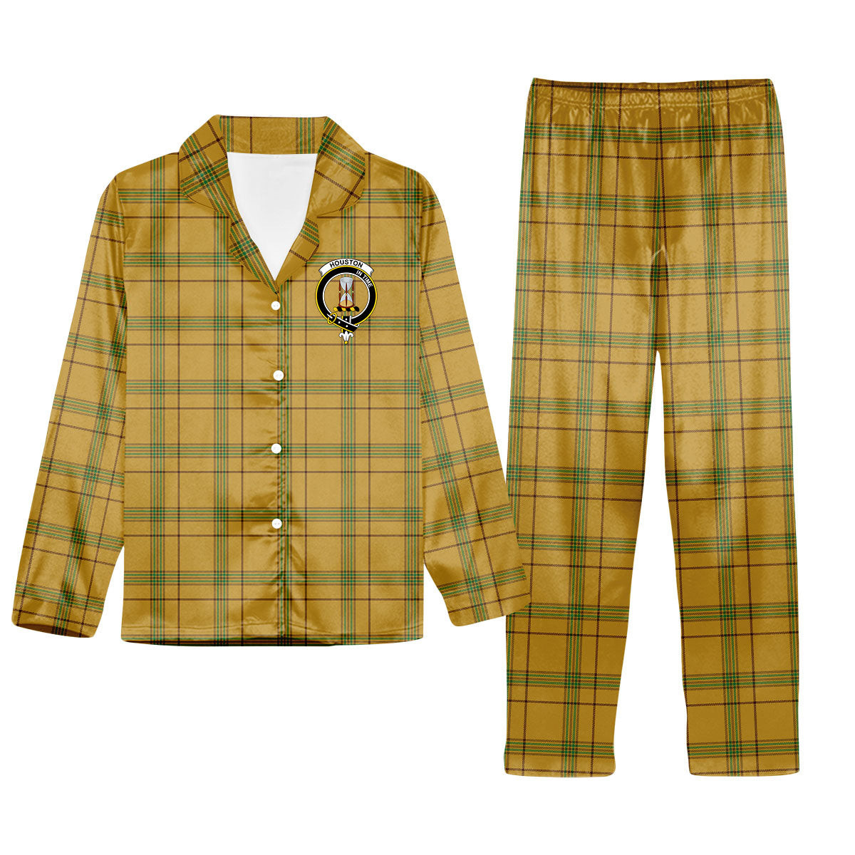ScotsTee Shop Scottish Houston Crest Tartan Pajama Satin Velvet Flannel Pajama Set