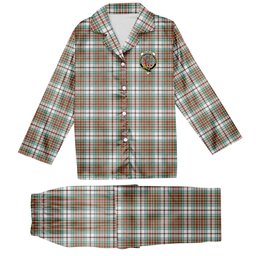 ScotsTee Shop Scottish MacBean Dress Ancient Crest Tartan Pajama Satin Velvet Flannel Pajama Set
