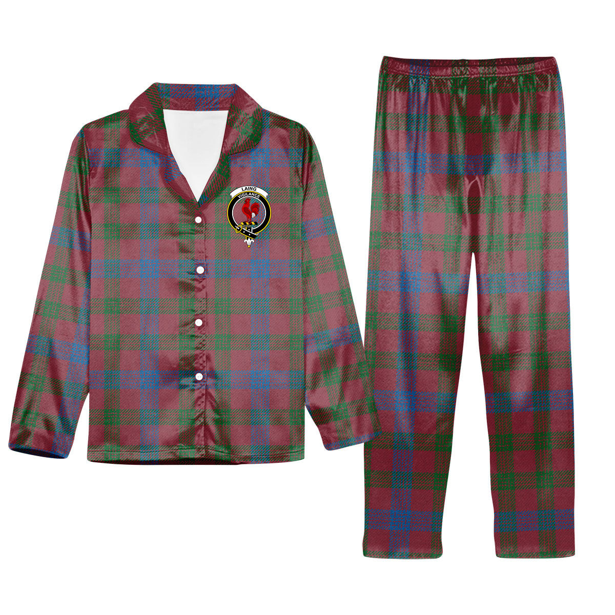 ScotsTee Shop Scottish Laing Artefact Ancient Crest Tartan Pajama Satin Velvet Flannel Pajama Set