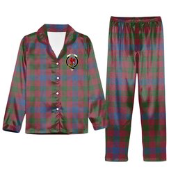ScotsTee Shop Scottish Laing Artefact Ancient Crest Tartan Pajama Satin Velvet Flannel Pajama Set