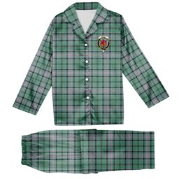ScotsTee Shop Scottish Kelly of Sleat Hunting Ancient Crest Tartan Pajama Satin Velvet Flannel Pajama Set