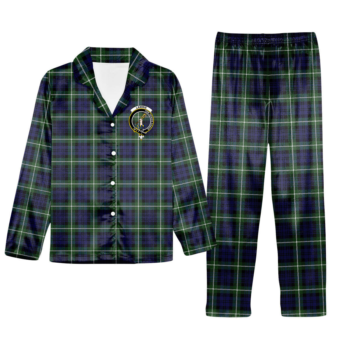 ScotsTee Shop Scottish Lammie Crest Tartan Pajama Satin Velvet Flannel Pajama Set
