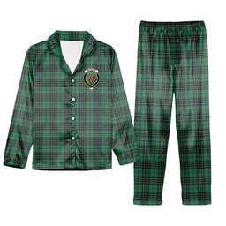 ScotsTee Shop Scottish MacKenzie Dress Modern Crest Tartan Pajama Satin Velvet Flannel Pajama Set
