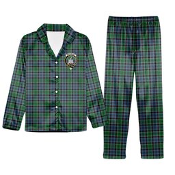 ScotsTee Shop Scottish MacIsaac Modern Crest Tartan Pajama Satin Velvet Flannel Pajama Set