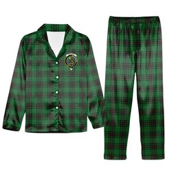 ScotsTee Shop Scottish Kinloch Crest Tartan Pajama Satin Velvet Flannel Pajama Set