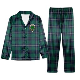 ScotsTee Shop Scottish Irvine Modern Crest Tartan Pajama Satin Velvet Flannel Pajama Set