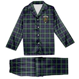 ScotsTee Shop Scottish MacKenzie Hunting Green Crest Tartan Pajama Satin Velvet Flannel Pajama Set