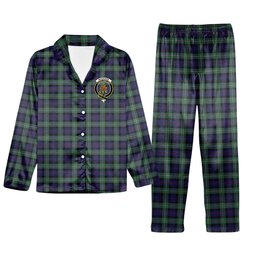 ScotsTee Shop Scottish MacKenzie Hunting Green Crest Tartan Pajama Satin Velvet Flannel Pajama Set