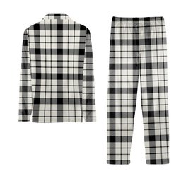 ScotsTee Shop Scottish MacFarlane Black White Modern Crest Tartan Pajama Satin Velvet Flannel Pajama Set