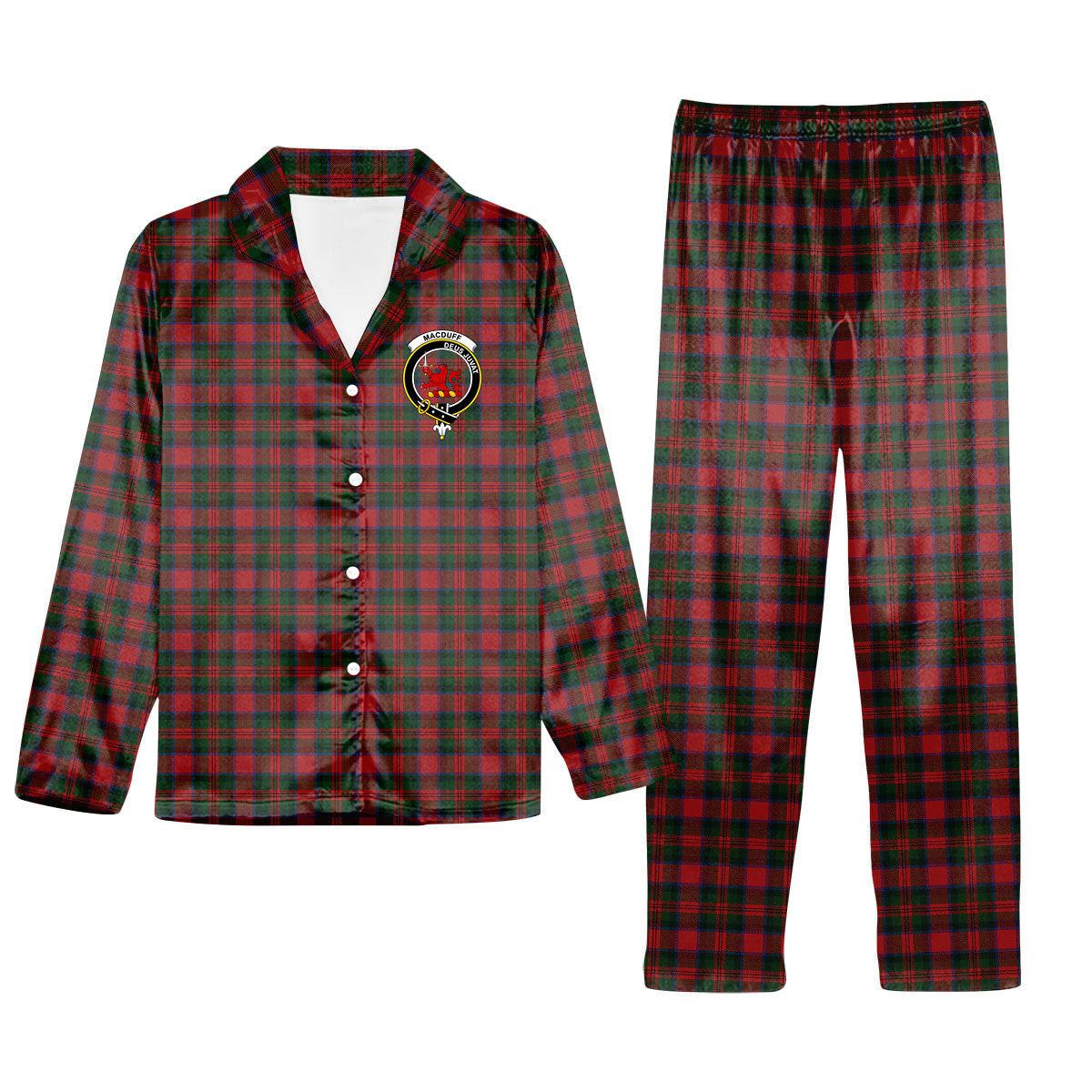 ScotsTee Shop Scottish MacDuff Crest Tartan Pajama Satin Velvet Flannel Pajama Set