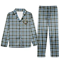 ScotsTee Shop Scottish MacKendrick Dress Crest Tartan Pajama Satin Velvet Flannel Pajama Set