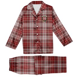 ScotsTee Shop Scottish MacDougall Dress Crest Tartan Pajama Satin Velvet Flannel Pajama Set