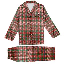 ScotsTee Shop Scottish MacAlister Ancient Clan Crest Tartan Pajama Satin Velvet Flannel Pajama Set