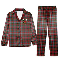 ScotsTee Shop Scottish MacDuff 6 Crest Tartan Pajama Satin Velvet Flannel Pajama Set