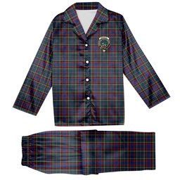 ScotsTee Shop Scottish MacBeth or MacLulich Crest Tartan Pajama Satin Velvet Flannel Pajama Set