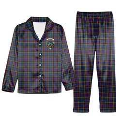 ScotsTee Shop Scottish MacBeth or MacLulich Crest Tartan Pajama Satin Velvet Flannel Pajama Set
